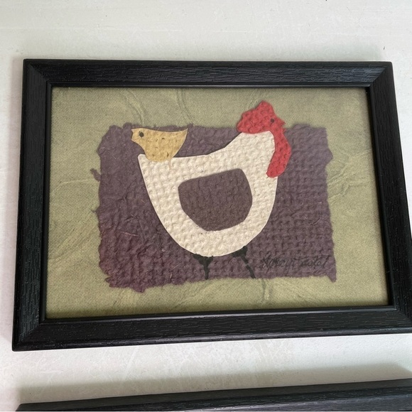 NANCY BASKET Cherokee Native American Fiber Art 3 Framed Duck Scarecrow Chicken - Picture 4 of 11